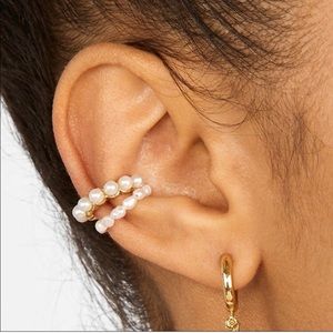 Pearl and gold ear cuffs (set)